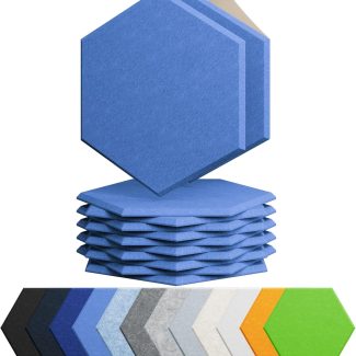 12 Pack Acoustic Panels Self Adhesive Sound Proof Foam, High Density Sound Acoustic Foam Panel, 12X10.23X0.4 Inch Hexagon Wall Panels in Home,Office,Reccording Room,Studio(Sky Blue)