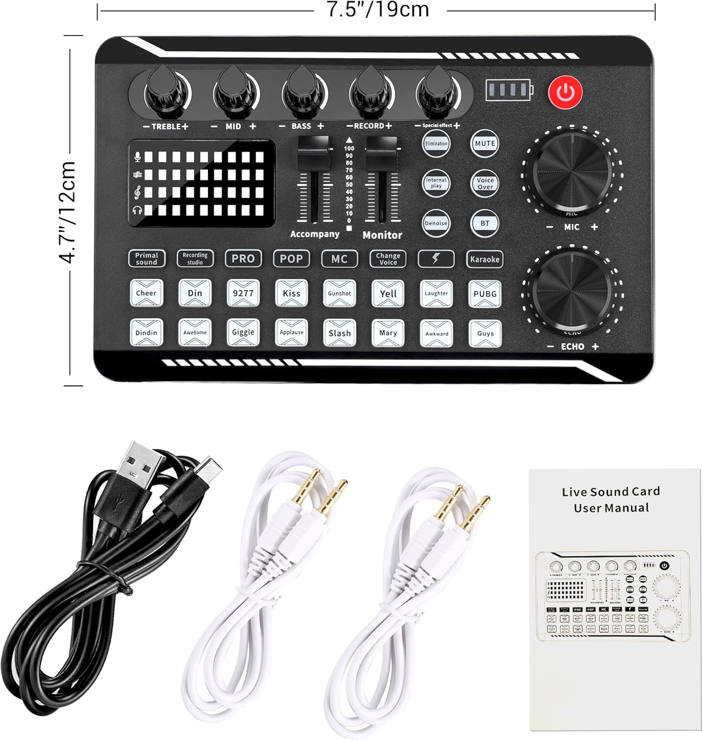 Facmogu F998 Live Sound Card Audio Mixer, Podcast Audio Interface with DJ Mixer Effects, Voice Changer with Sound Effects for Karaoke Tiktok YouTube Live Streaming Record Gaming - Image 7