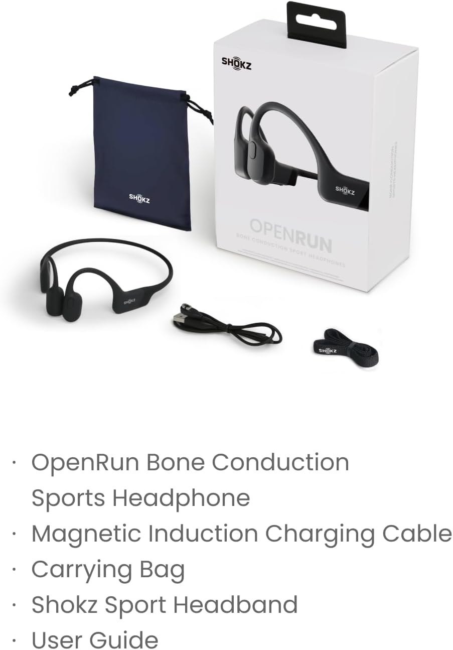 SHOKZ OpenRun - Open-Ear Bluetooth Bone Conduction Sport Headphones, Sweat Resistant Wireless Earphones for Workouts and Running, Built-in Mic, with Hair Band, Black - Image 8